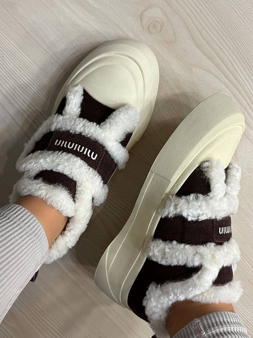 Кеди жіночі Hengji 15-6 з хутром та опушкою на липучці коричневі, 36, 23 см Київ - фото 4