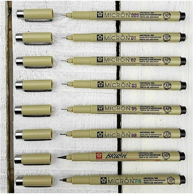Набір лінерів PIGMA MICRON 6шт + 1 лінер-пензель Pigma Brush + PIGMA Micron PN В ПОДАРУНОК Sakura Київ - фото 2