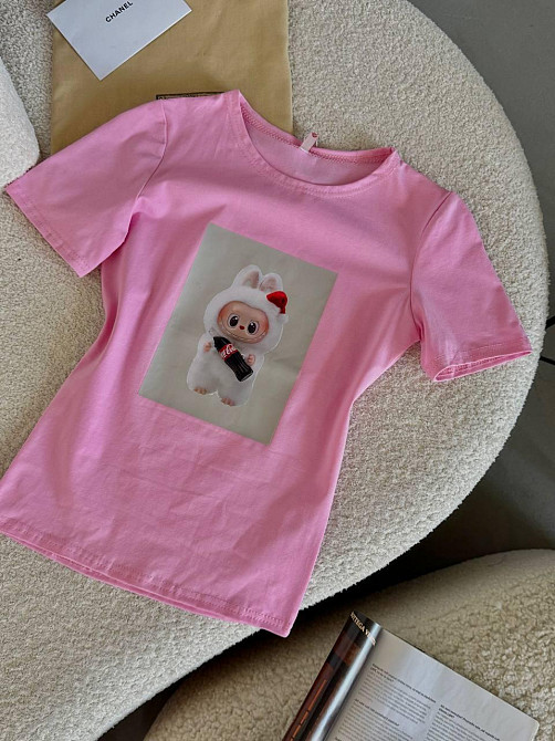 Жіноча стильна футболка з накатом LaBuBí турецький кулір Барбі Одеса - фото 1