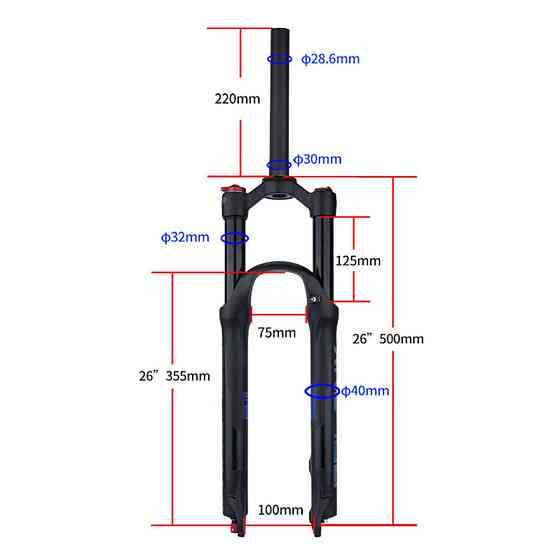 Вилка воздушная Bolany Solo Air 26" 32-FKA-004 120mm D с ручной регулировкой жесткости Бровары