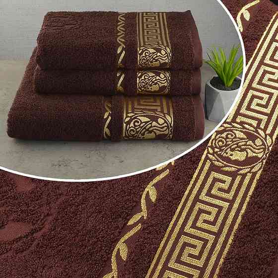 Набір рушників для ванної 3шт GM Textile 50х90см, 50х90см, 70х140см Caesar 450г / м2 (Коричневий) Суми