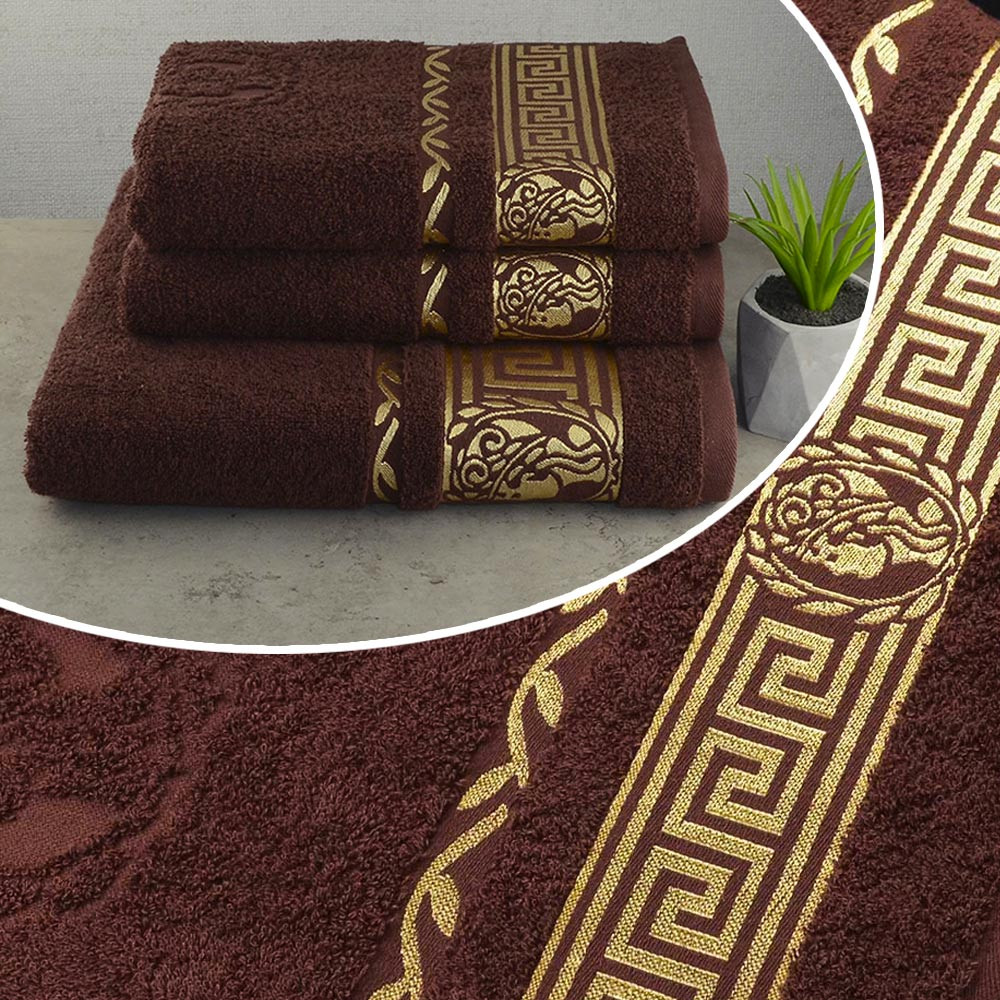 Набір рушників для ванної 3шт GM Textile 50х90см, 50х90см, 70х140см Caesar 450г / м2 (Коричневий) Суми - фото 1