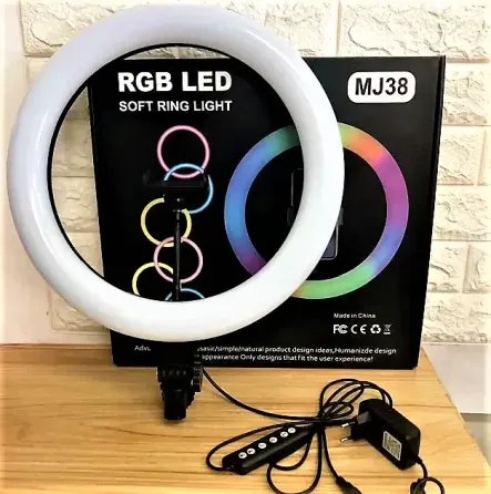 Кольцевая LED лампа RGB MJ38 38см 220V 1 крепл.тел USB + пульт Коломия