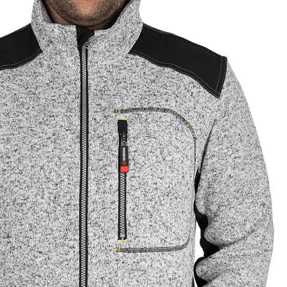 Куртка в'язана SOFTSHELL, сірого кольору з чорними вставками, 100% поліестер, щільність 270 г/м², кишеня на грудях і дві бічні, Київ