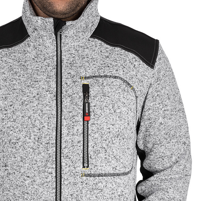 Куртка в'язана SOFTSHELL, сірого кольору з чорними вставками, 100% поліестер, щільність 270 г/м², кишеня на грудях і дві бічні, Київ - фото 5