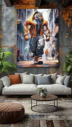 Картина Холсті в спортзал  Тигр KLM_1 80x120 см Київ