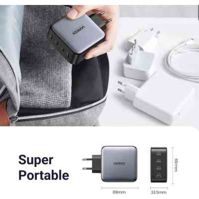 Зарядное устройство Ugreen 4xUSB 100W (3xUSB-C+USB-A) Gan Tech Fast GAN Charger black CD226 (40747) Винница