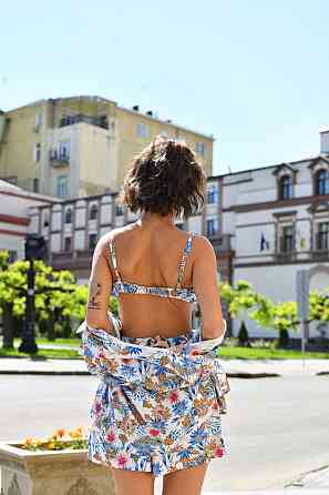 Жіночий літній костюм з бавовни «Valencia»Сині Квіти M-L Харків