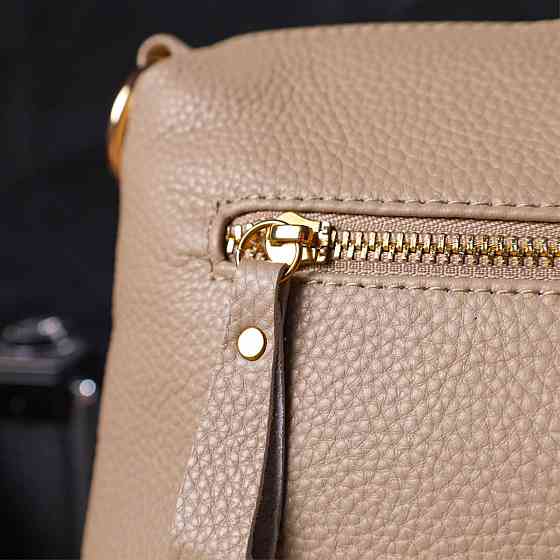 Практична жіноча сумка через плече з натуральної шкіри Бежева (Vintage) Київ