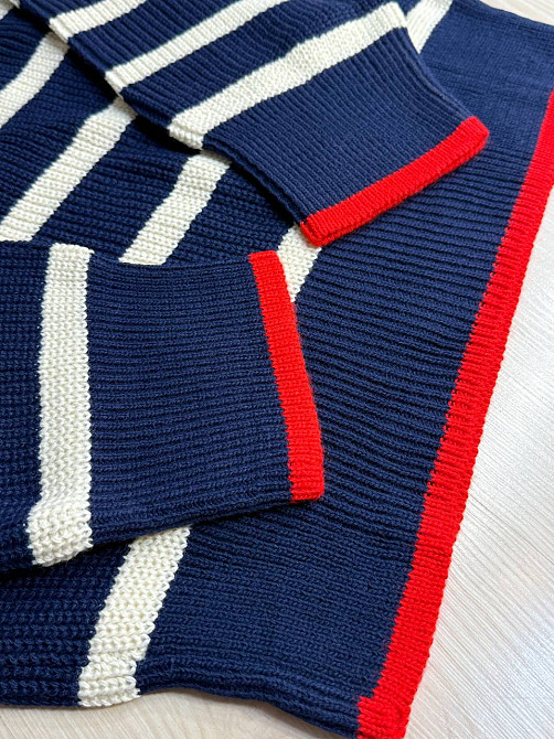 Светр жіночий MIX RAY 6635 смужка оверсайз подовжений вільний крій, темно-синій, one size Київ - фото 14