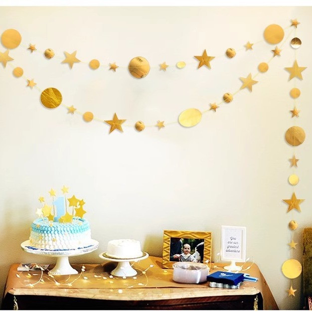 Гірлянда Зірочки та кружки на нитці 4 м золотистий Київ - фото 3