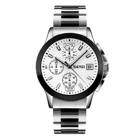 Мужские часы Skmei 9126 с хронографом Серебристый с белым циферблатом Киев