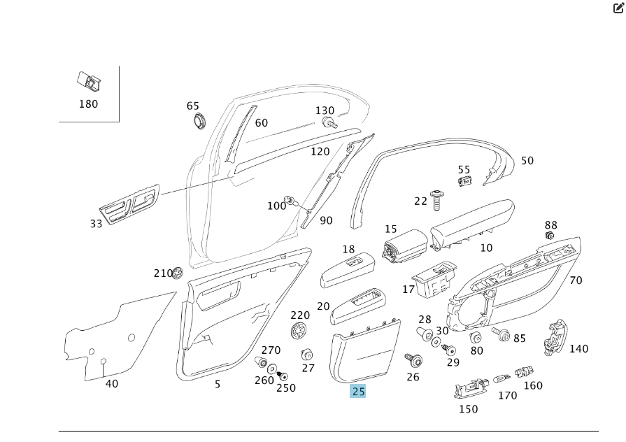 Mercedes-Benz  A2217370188 7G50 Накладка динаміка сіра на карті задніх лівих дверей S-class short W221 S-class long V221 Одеса - фото 2