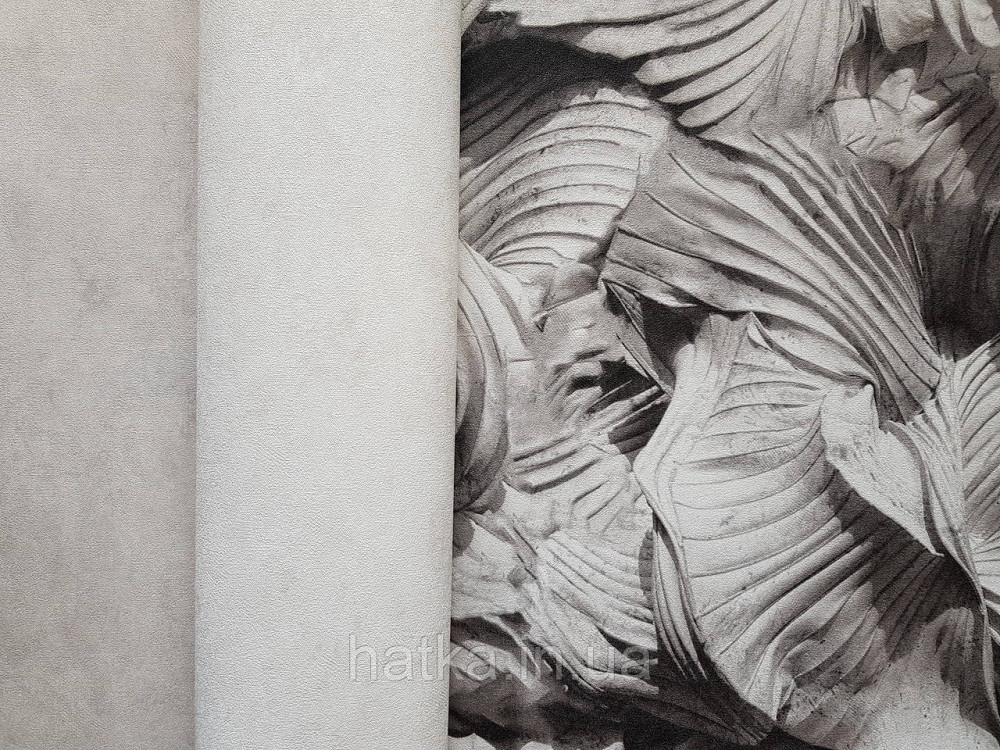 Шпалери вінілові на флізеліні гарячого тиснення DU&KA 1.06х10 вензель основа під штукатурку сірі коричневі Київ - фото 2