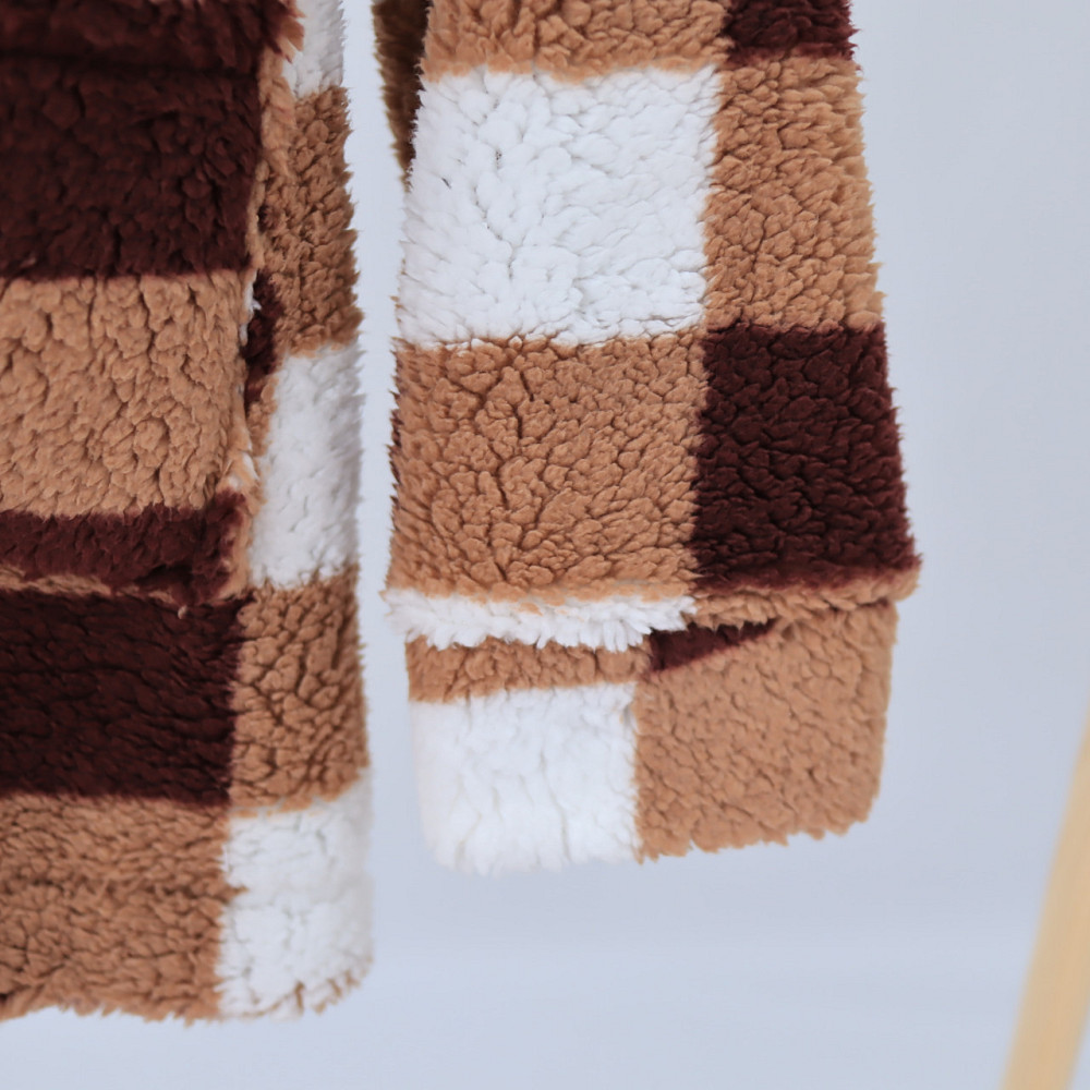 Дитяча тепла куртка тедді на змійці в бежеву клітинку Кам'янець-Подільський - фото 4