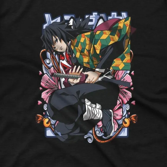 Футболка для подростка мальчика с принтом Клинок, рассекающий демонов Гію Томіока 3 Размер 160 Anime10449 Днепр