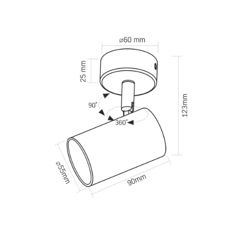 LED Світильник під лампу GU10 накладний поворотний VL-SPF05B-BFB Videx Житомир