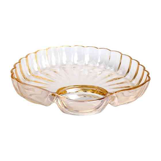 Стеклянное блюдо с соусником 21х19х3 см тарелка для суши коричневая HP-YH-1 Киев