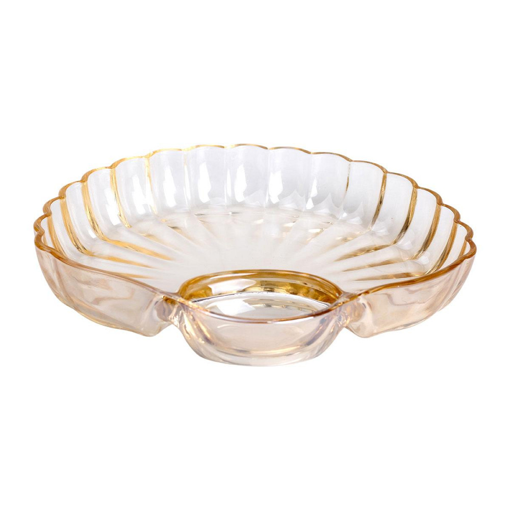 Стеклянное блюдо с соусником 21х19х3 см тарелка для суши коричневая HP-YH-1 Киев - изображение 4