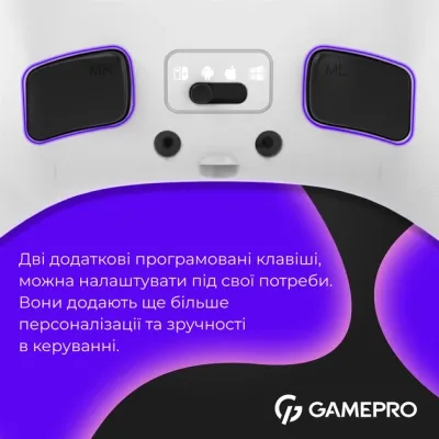 Геймпад GamePro GPX13W 2.4G/BT 5.1/USB/PC/iOS/Android RGB White (GPX13W) Вінниця - фото 2