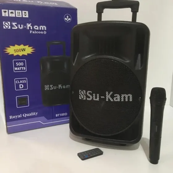 Портативна Bluetooth колонка Su-Kam BT 100D з FM та бездротовим мікрофоном 12V/220V SkyRocet Одеса