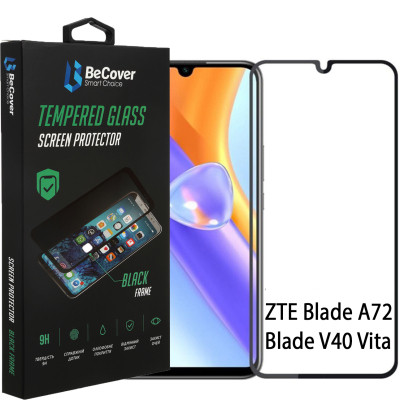 Стекло защитное BeCover ZTE Blade A72/A72s/V40 Vita Black (708391) Винница - изображение 1