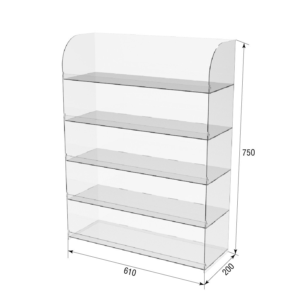 Підставка вітрина EKOSTAR 5 полиць 610х200х750 Київ - фото 3