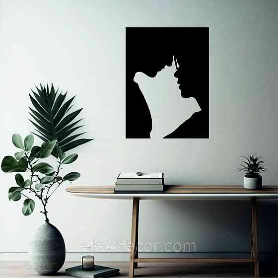 Декоративне настінне 3D Панно «Силует пари», Декор на стіну з об'ємом 70*52 см, Чорний Київ