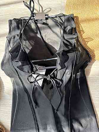 Жіночий купальник трійка з накидкою Чорний L Харків
