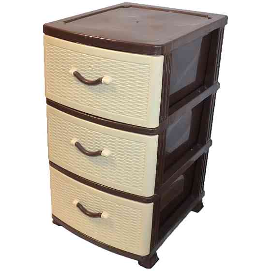 Комод пластиковый Efe Plastics 3 ящика 69х46х38 ротанг бежевый. Эфе пластик Одесса