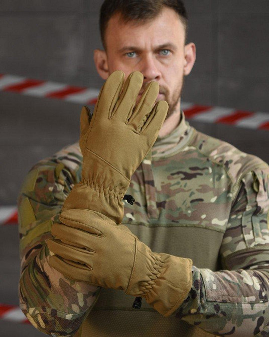 Рукавички софтшел на хутрі койот ВТ4766 Одесса - изображение 1