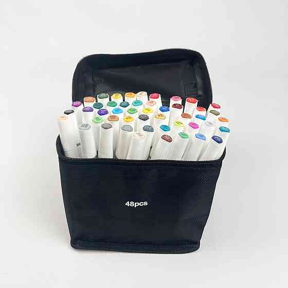 Набір професійних двосторонніх маркерів для скетчинга в чохлі Rich New 48 кольорів, Набір скетч маркерів Кам'янець-Подільський