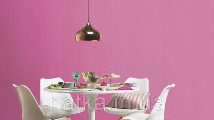 Шпалери вінілові на флізеліні Rasch Clasik 0,53х10 однотонні структурні тонка смужка яскраво рожеві Київ - фото 1