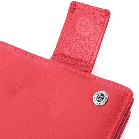 Яркий женский кошелек с монетницей и блоком для пропусков из натуральной кожи ST Leather 22714 Красный Киев