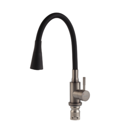 Смеситель для кухни Mixxus SEO-011-T Graphite Refl.Black нержавейка (Цвет графит+черный излив) (MI8434) Черновцы