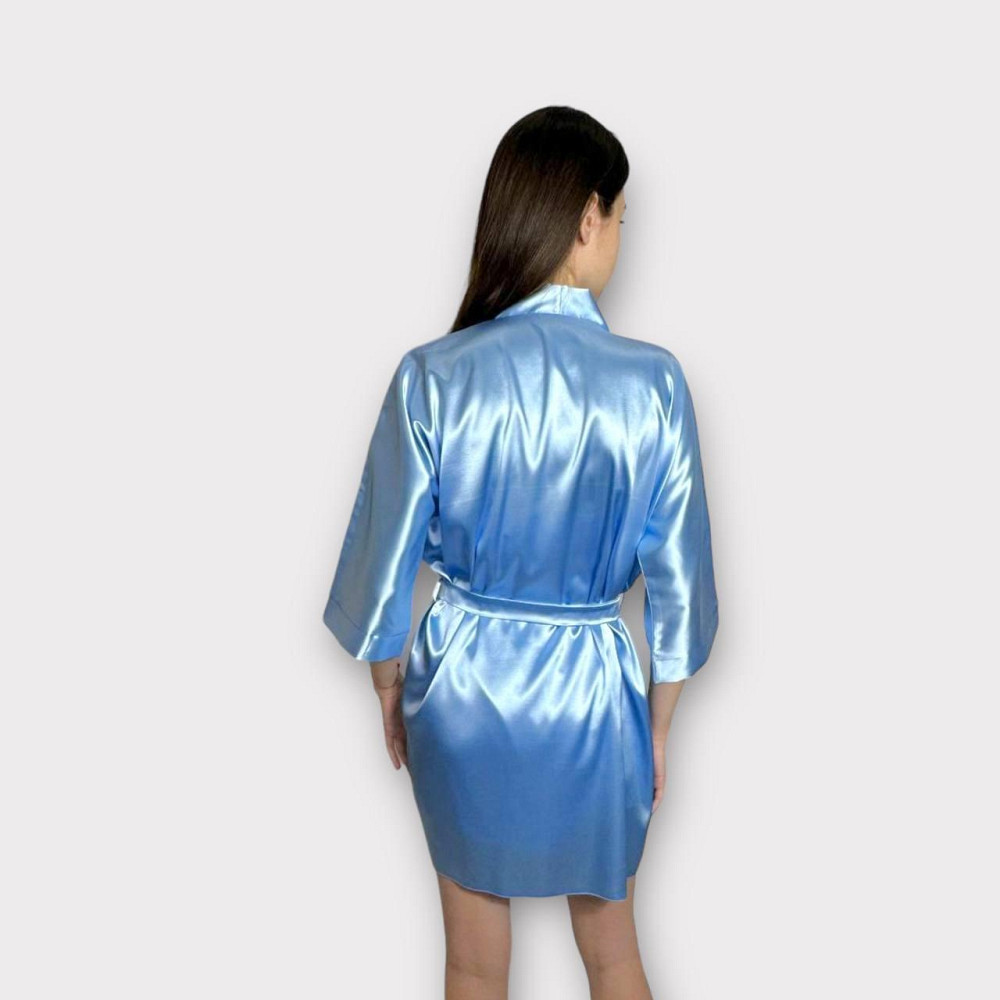 Комплект нічна сорочка з халатом Блакитний L Харків - фото 4