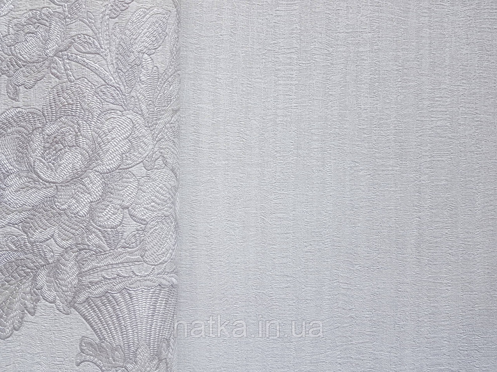 Шпалери вінілові на флізеліні AdaWall Seyyah1.06х10 однотонні смуги структурні біло-сірі з глянцем Київ - фото 3