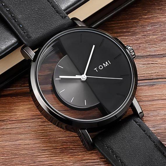 Годинник чоловічий наукові Tomi Gentleman Steel Black (2 ремінці) Київ - фото 3