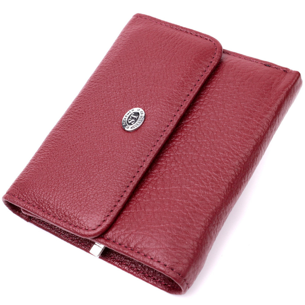 Жіночий шкіряний гаманець з монетницею, бордовий (ST Leather) Київ - фото 17
