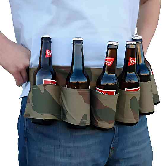 Кобура для пива RESTEQ. Портативная кобура для шести бутылок пива. Сумка на поясе для пива комуфляж. Кобура на пояс для пивных Киев