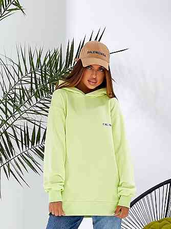 Женская базовая удлиненная худые с двойным глубоким капюшоном турецкий тринит, петля ПЕНЬЕ Салатовый Одесса