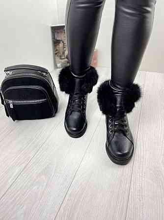 Injers Черевики жіночі INJERS чорні натуральна шкіра зима висота 14см (619-43) Коломыя