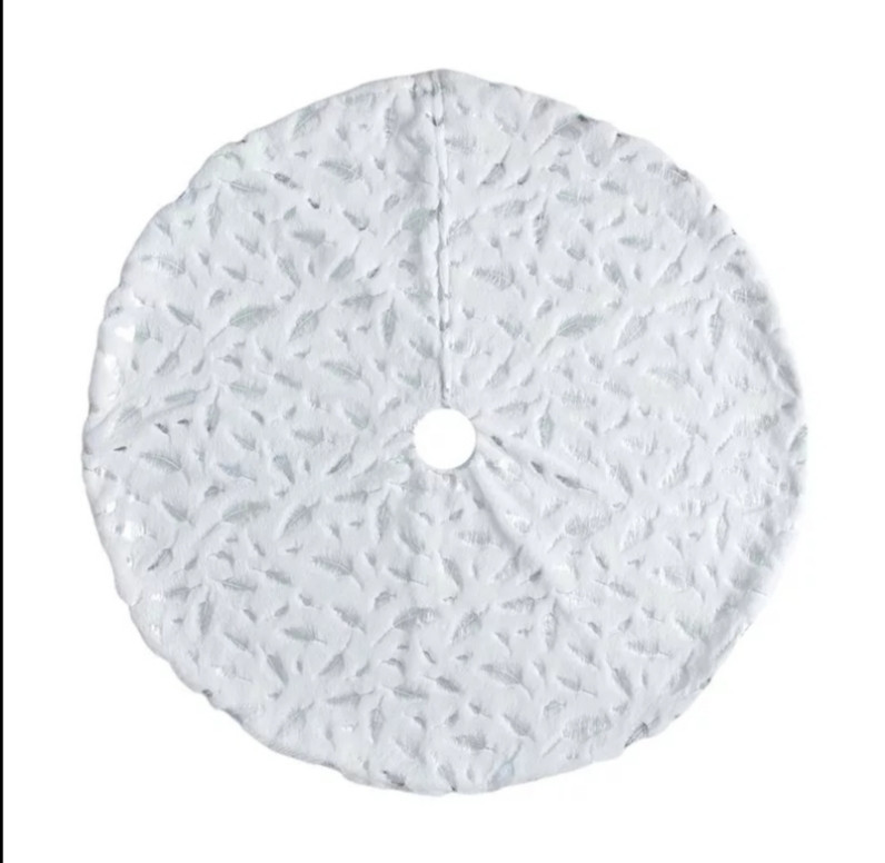 Коврик под елку с перышками 122 см бело-серебристый Киев - изображение 2