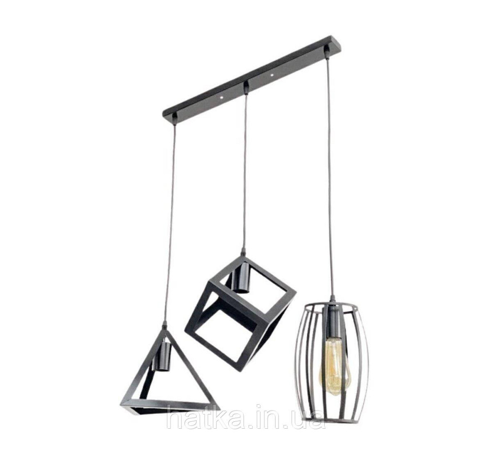 Підвісний світильник на три плафони VALESO TY127-3 чорний E27 Київ - фото 1