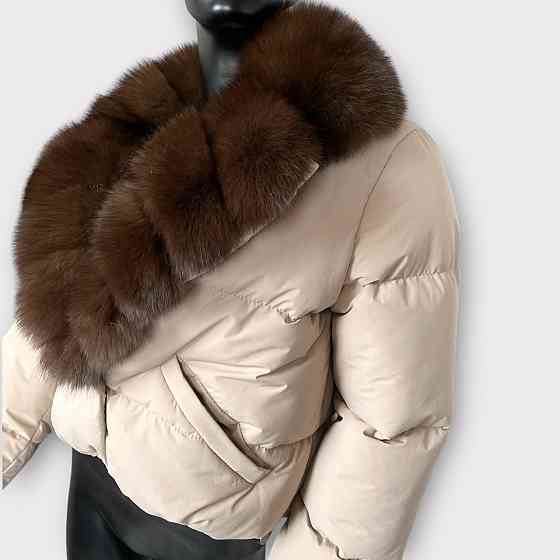 Короткі пуховики з хутром Бежевий Темний Соболь XL Харків