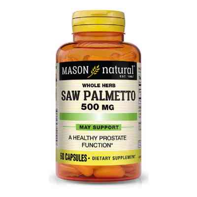 Трави Mason Natural Пальметто 500 мг, Здоров&apos;я простати, Saw Palmetto, 60 капсул (MAV11515) Вінниця