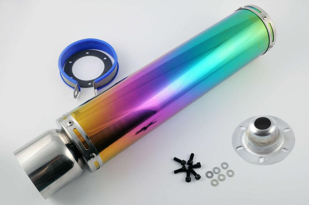 Глушитель (тюнинг) 420*10 см, креп. Ø78mm (нержавейка, радуга, прямоток, mod:13) Мукачево - изображение 1