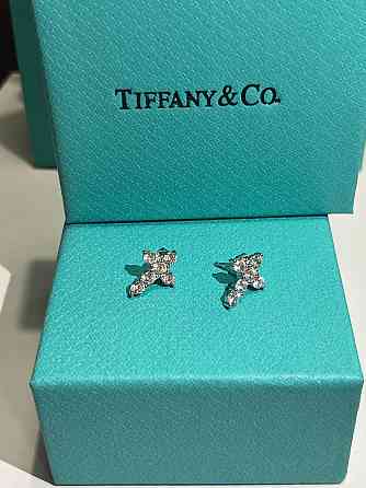 Сережки крестики   Тіффані Срібло 925  Гравірування  Tiffany Одеса