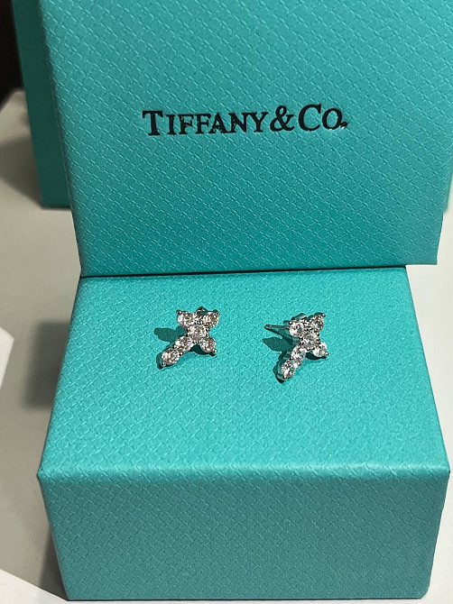 Сережки крестики   Тіффані Срібло 925  Гравірування  Tiffany Одеса - фото 2