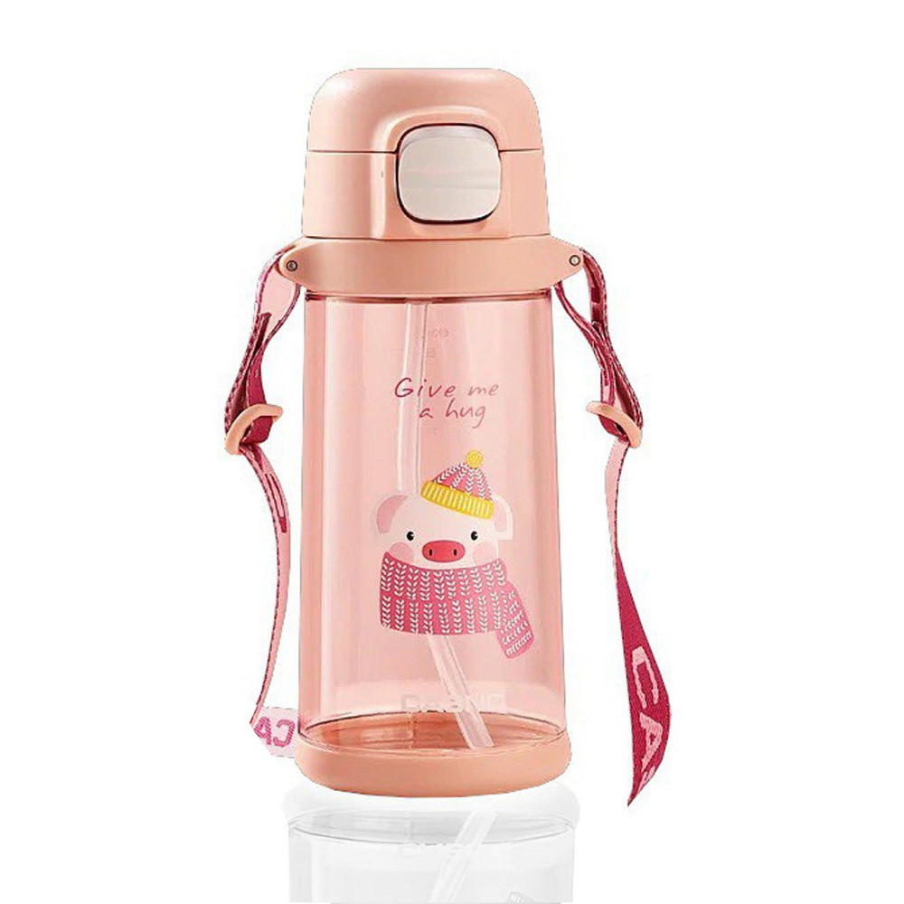 Пляшка для води CASNO 690 мл KXN-1219 Рожева (Свинка) з соломинкоюTRITAN Луцк - изображение 2